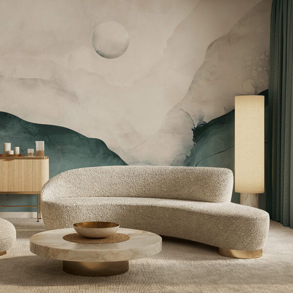 Πίνακας με βουνό και φεγγάρι στον ουρανό