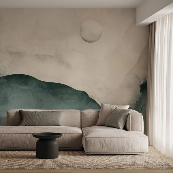 Πίνακας με βουνό και φεγγάρι στον ουρανό