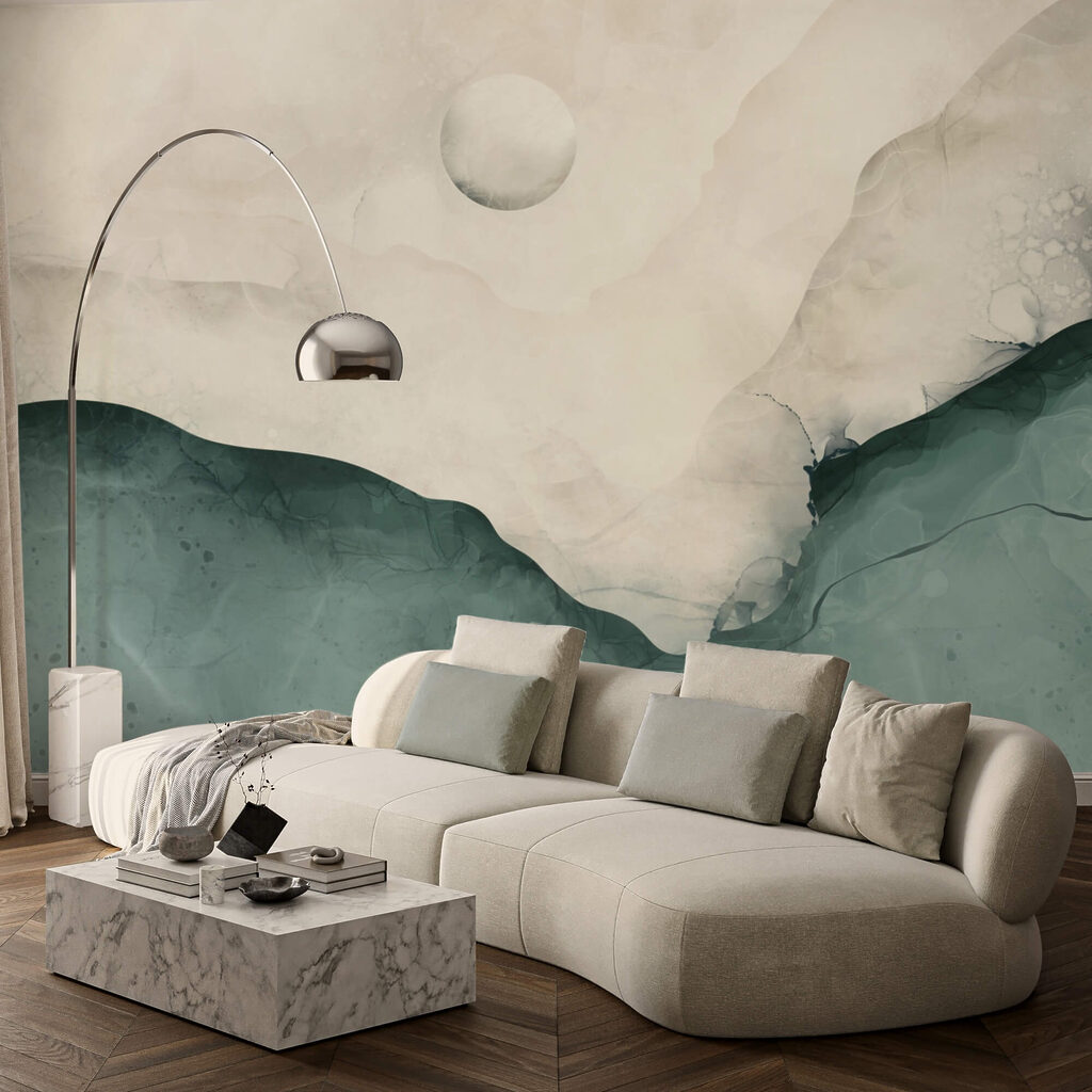 Πίνακας με βουνό και φεγγάρι στον ουρανό