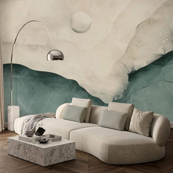 Πίνακας με βουνό και φεγγάρι στον ουρανό