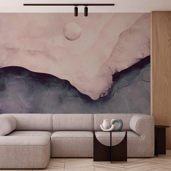 Ζωγραφιά ενός βουνού με φεγγάρι