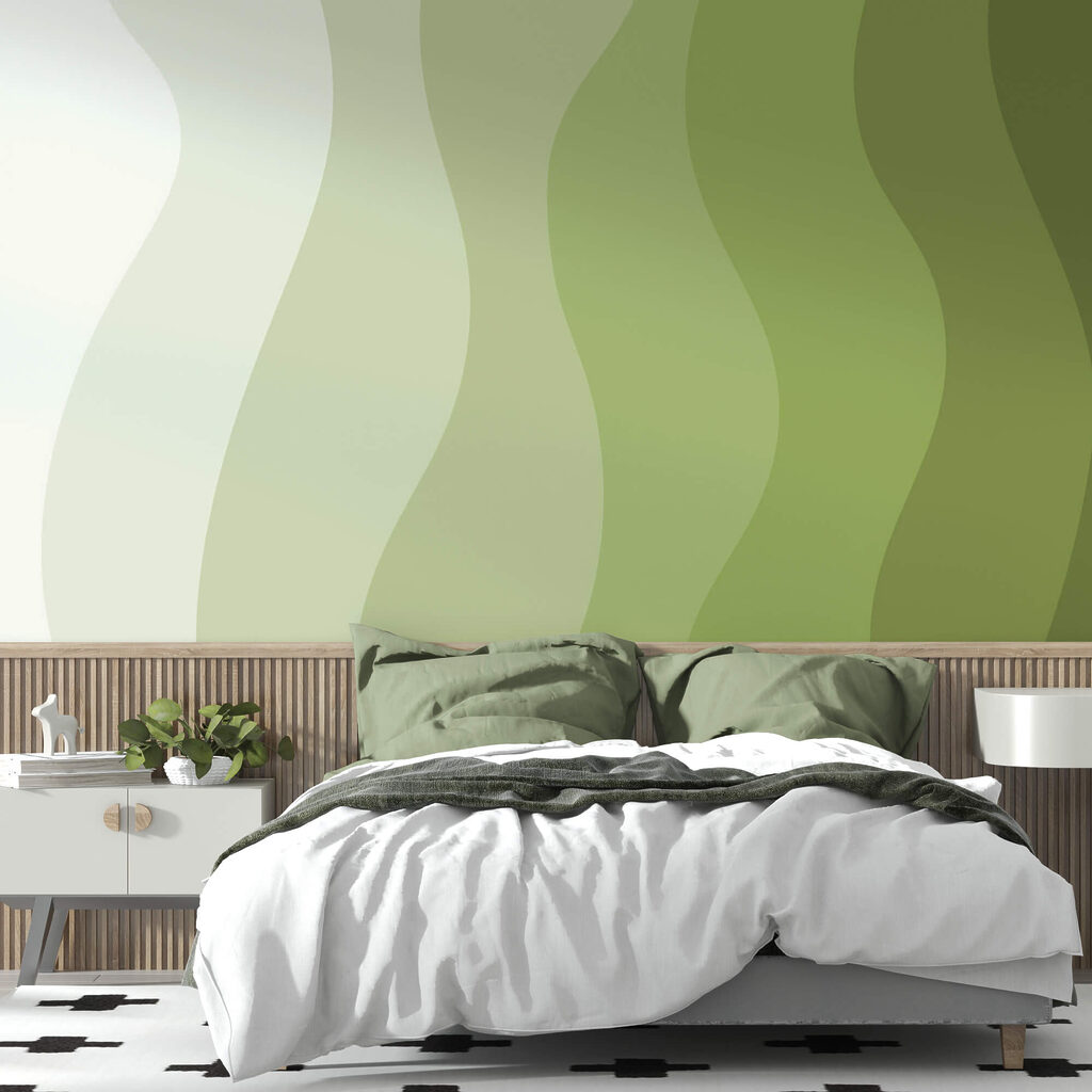 Πράσινες και λευκές κυματιστές γραμμές
