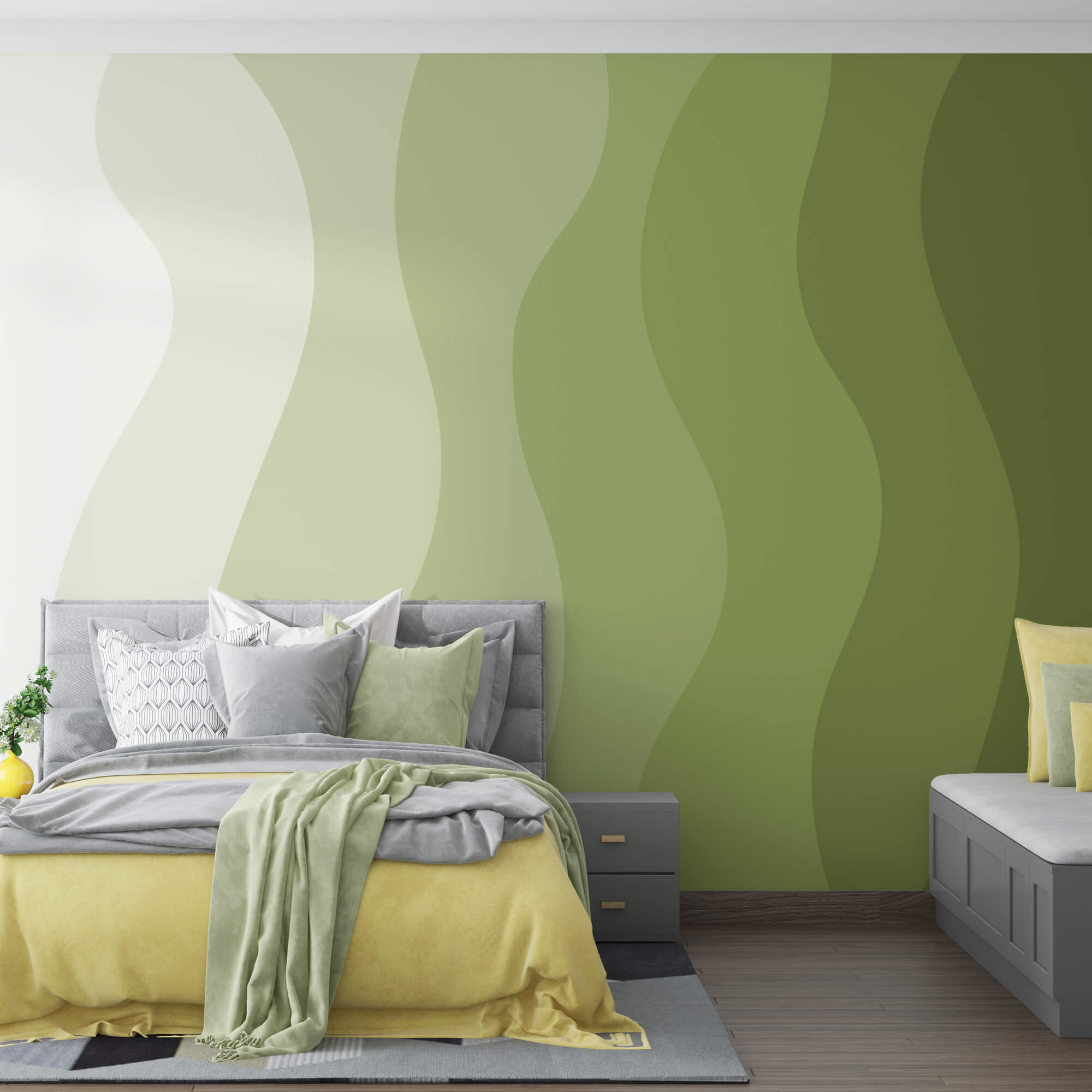 Πράσινες και λευκές κυματιστές γραμμές