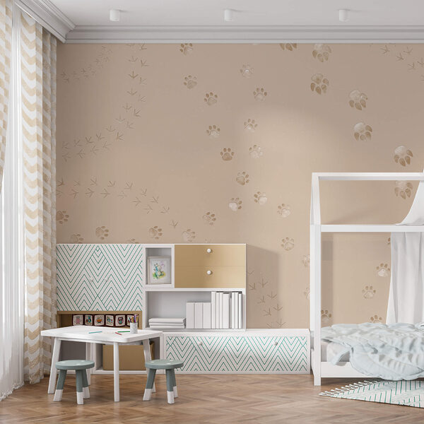 Ταπετσαρίες Ταπετσαρίες Μοτίβο αποτυπωμάτων ποδιών και πουλιών (Κωδικός προϊόντος: t00410)