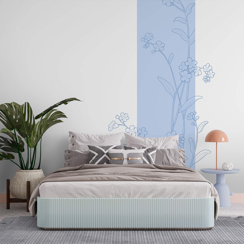 Σχέδιο με μπλε και λευκά λουλούδια