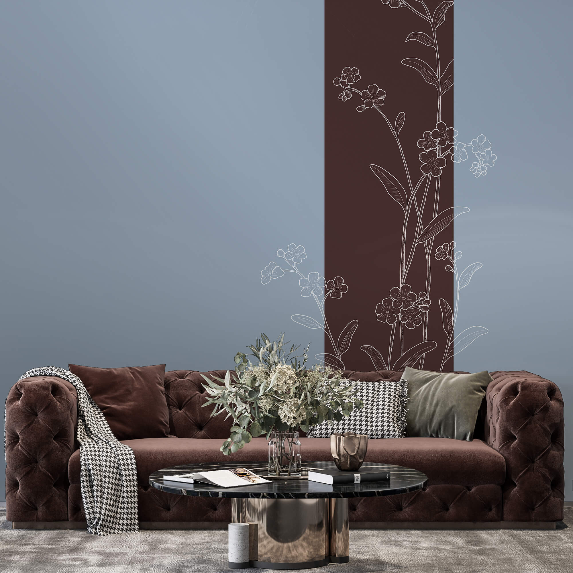 Κομψά λουλούδια σε δίχρωμο φόντο