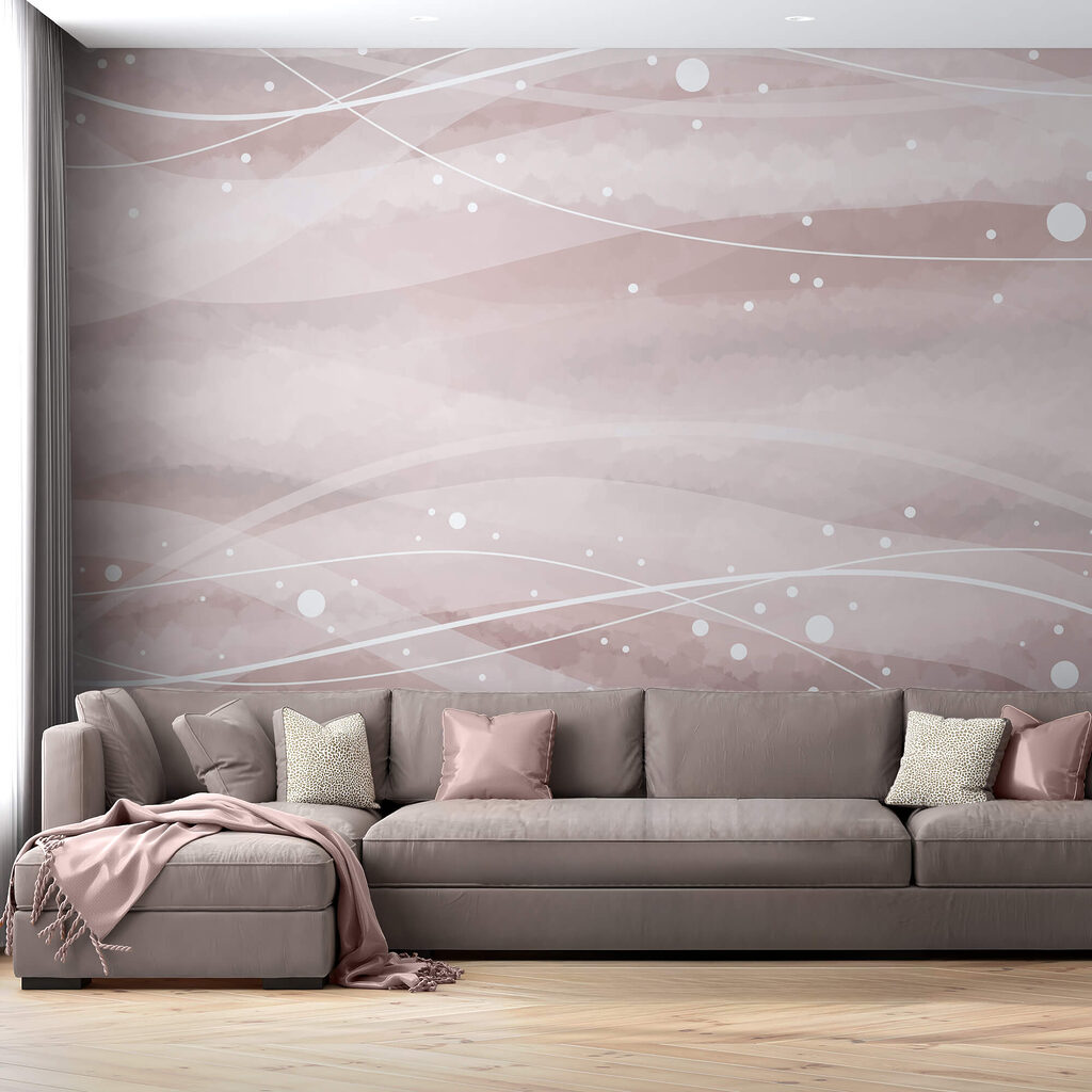 Λευκές γραμμές και κουκκίδες σε ροζ φόντο