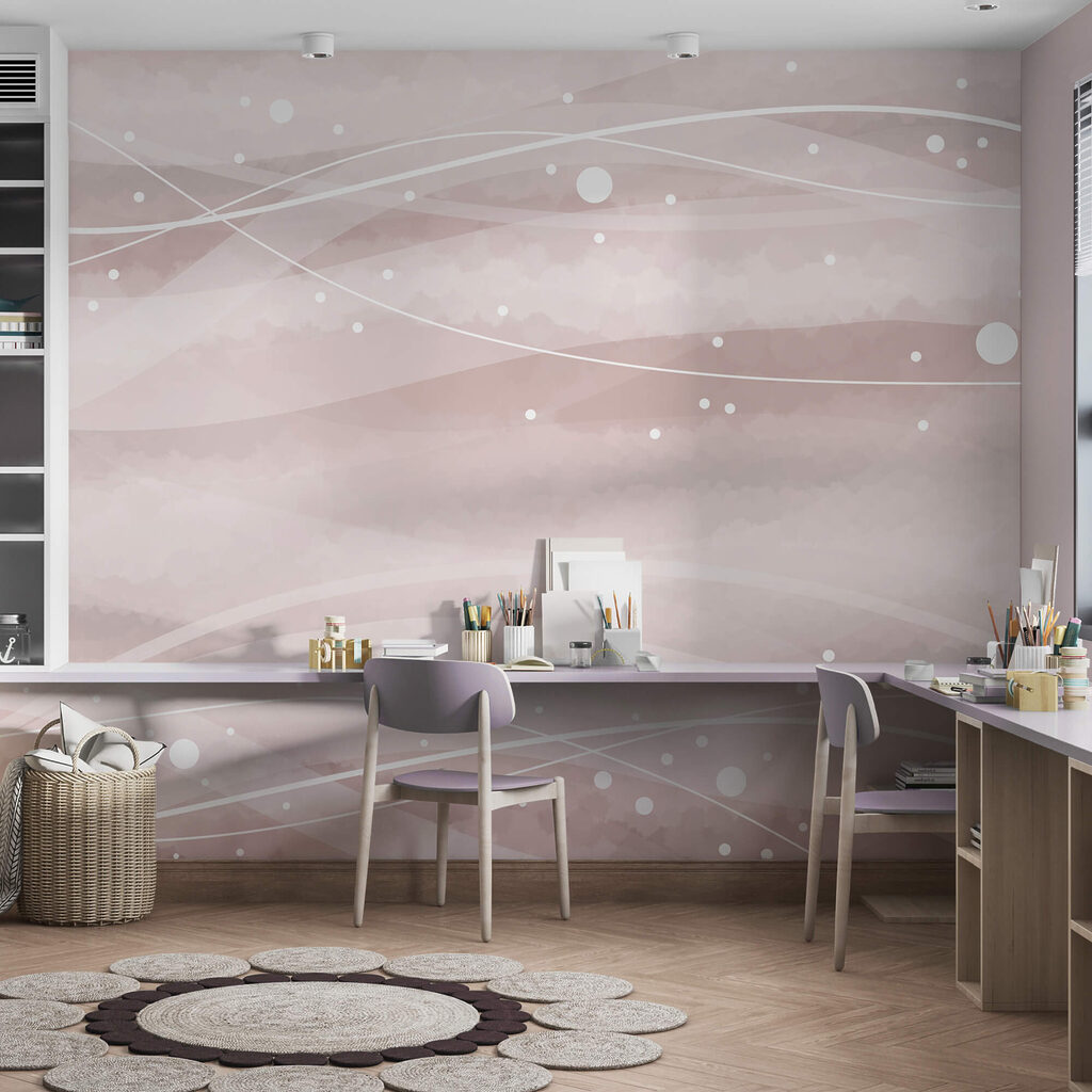 Λευκές γραμμές και κουκκίδες σε ροζ φόντο