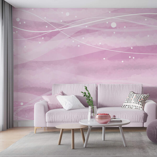 Ροζ φόντο με λευκές γραμμές και κουκκίδες