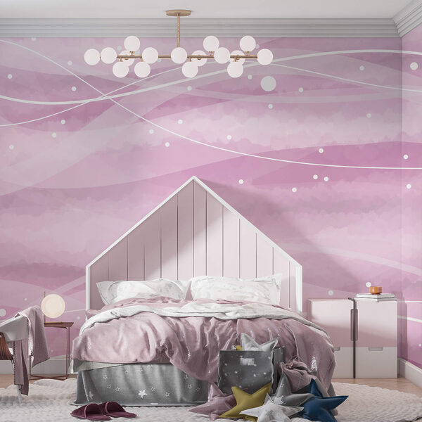 Ροζ φόντο με λευκές γραμμές και κουκκίδες