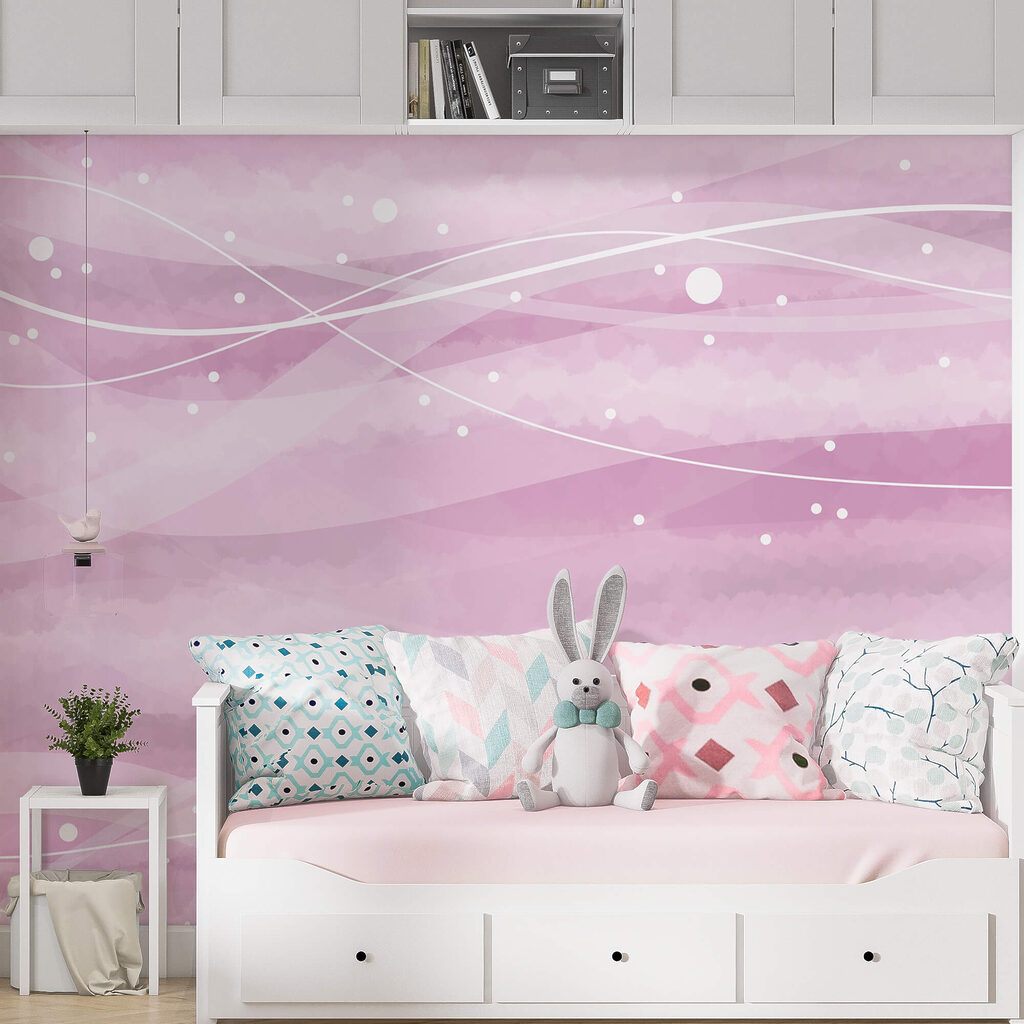 Ροζ φόντο με λευκές γραμμές και κουκκίδες