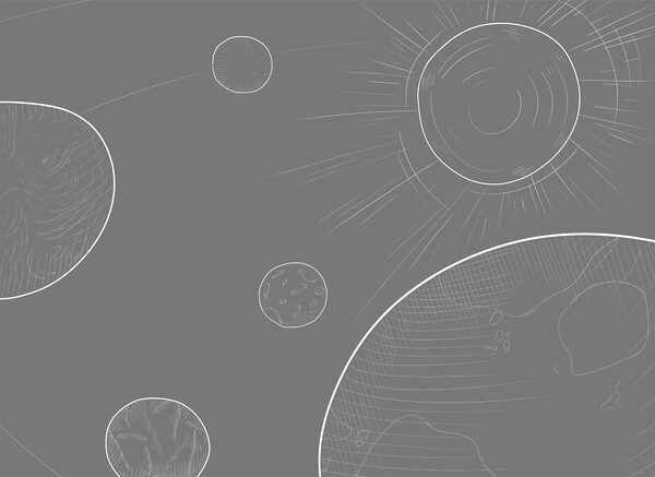 Grey background with circles and sun