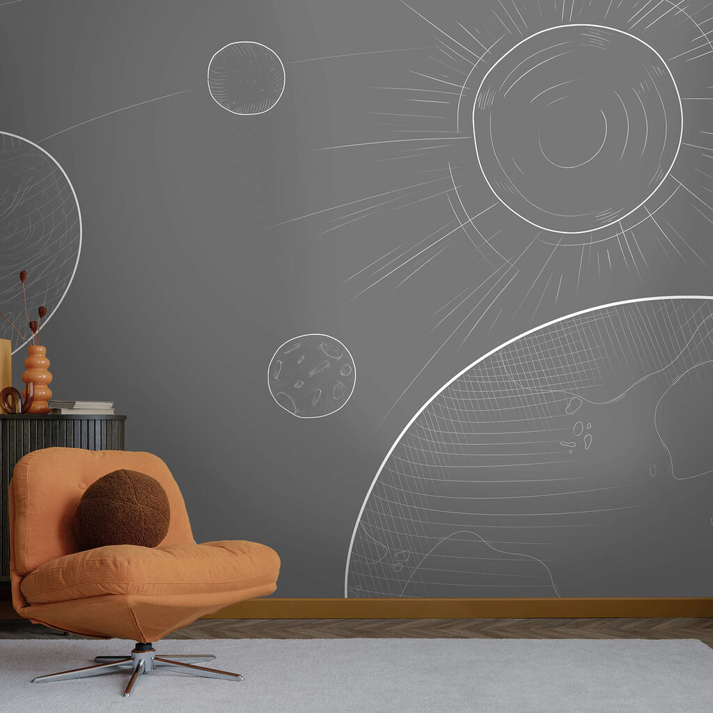 Γκρι φόντο με κύκλους και ήλιο