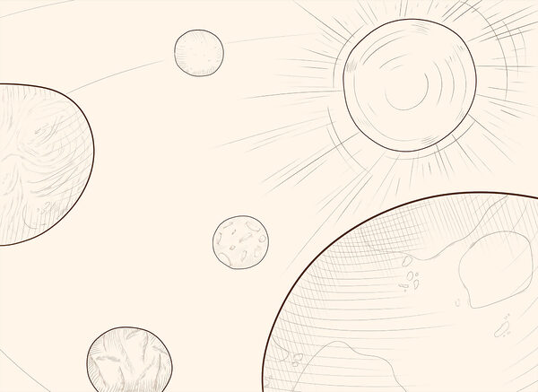 Drawing of the sun and earth