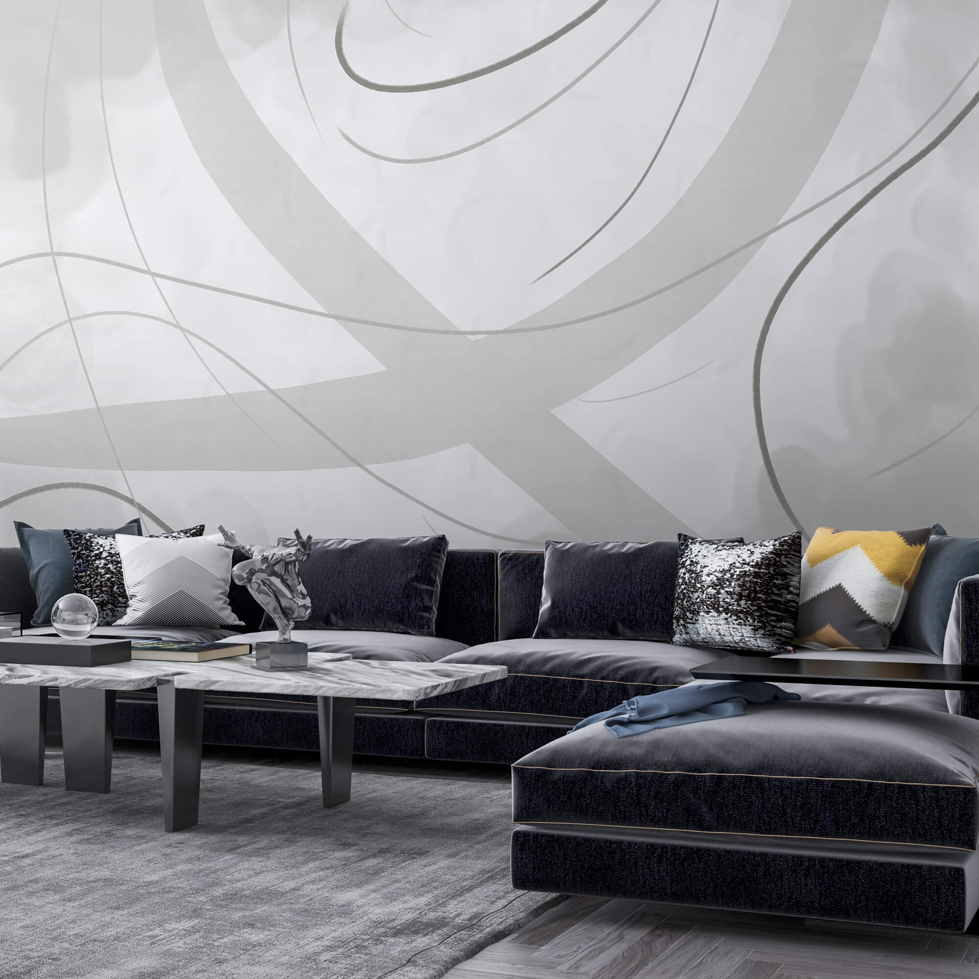 Λευκό και γκρι φόντο με γραμμές και καμπύλες