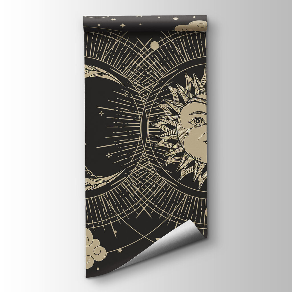 Sun and moon in the sky