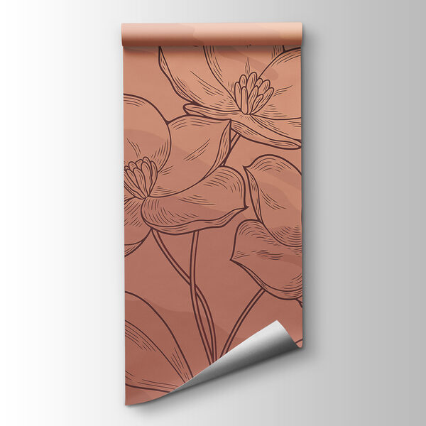 Drawing of flowers on a pink background
