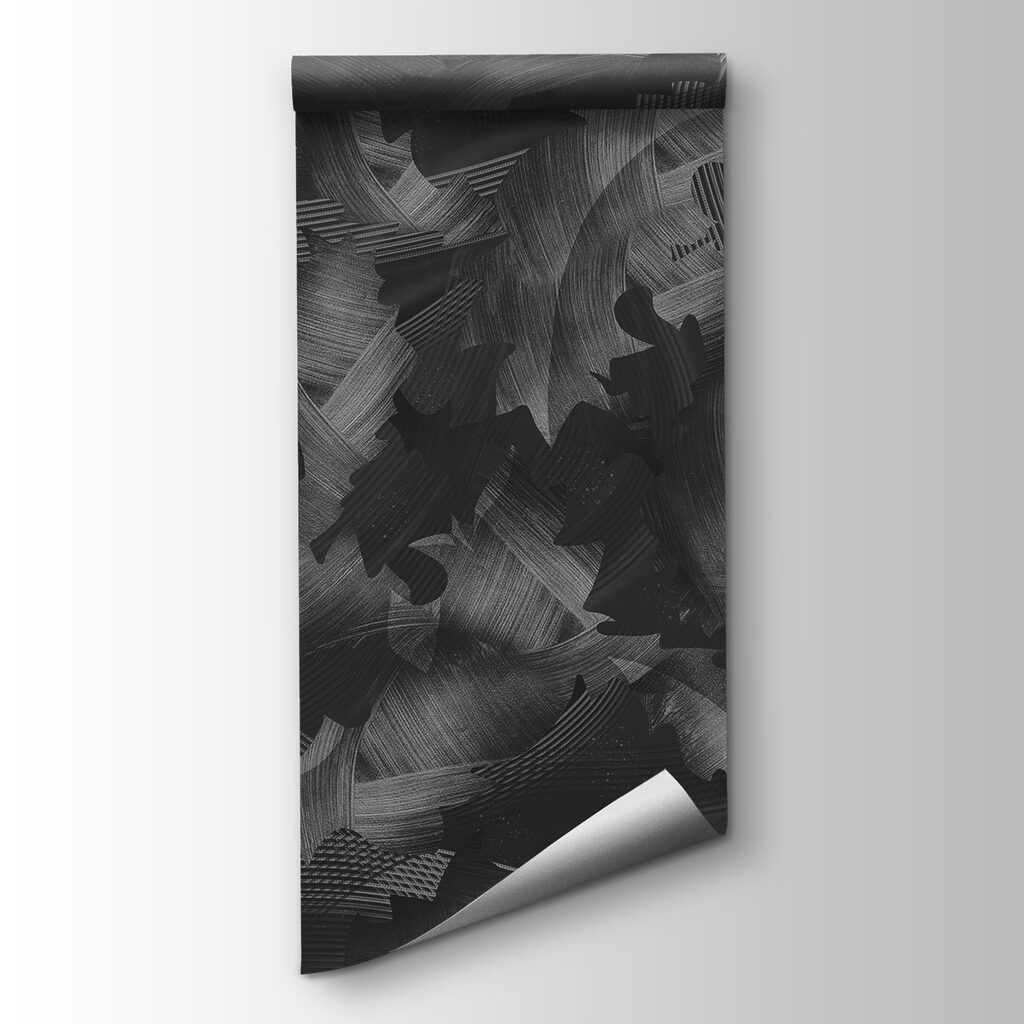Black and white pattern with leaves