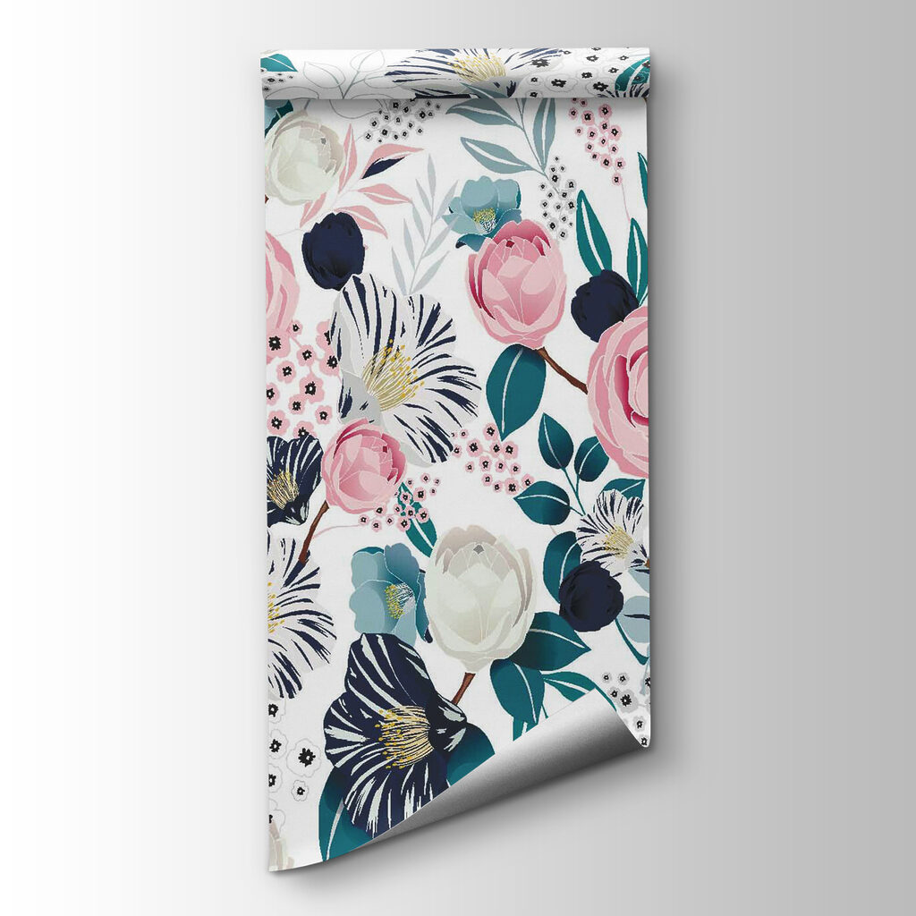 Pattern of flowers and leaves