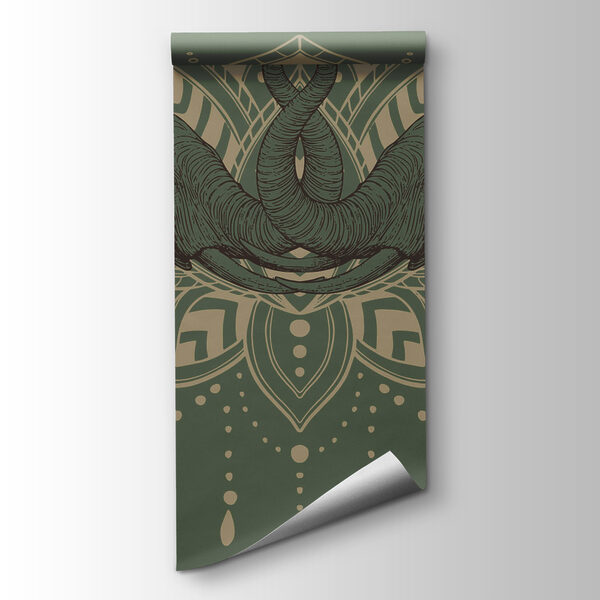 Two elephants with their trunks touching each other