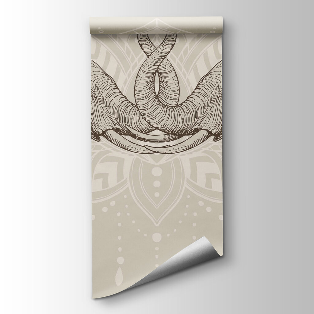 Two elephants with their trunks curled up Two elephants with their trunks curled up