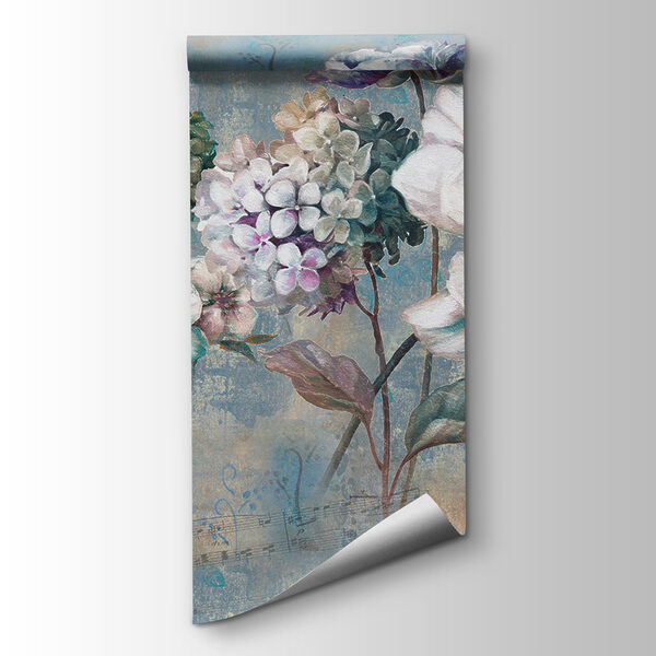 Painting of flowers on a blue background