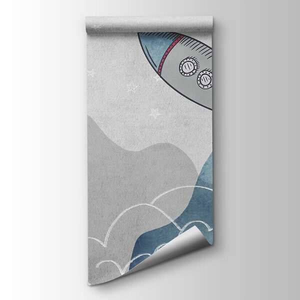 Rocket flying through the clouds