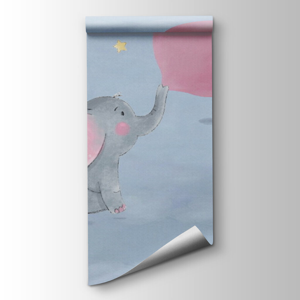 Cartoon of an elephant holding a balloon