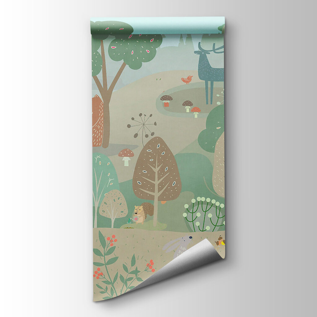 Cartoon of animals in a forest