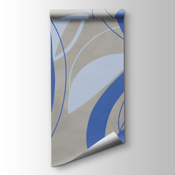 Blue and white swirls on a gray background