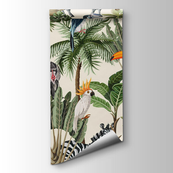 Pattern of tropical plants and birds