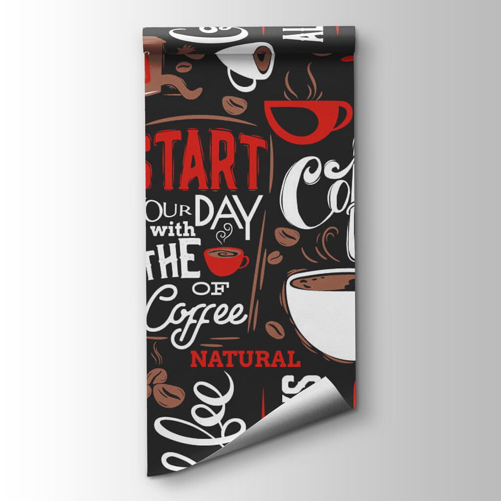 Pattern of coffee cups and coffee beans