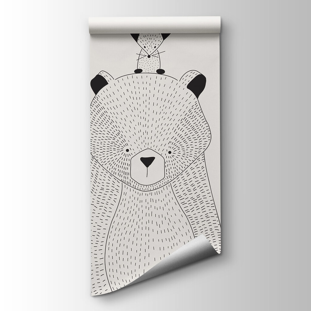 A bear with a mouse on its back