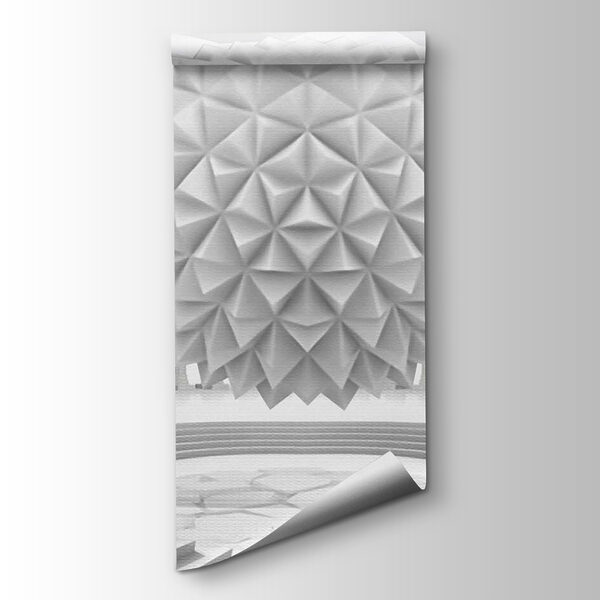 White sphere with columns and steps