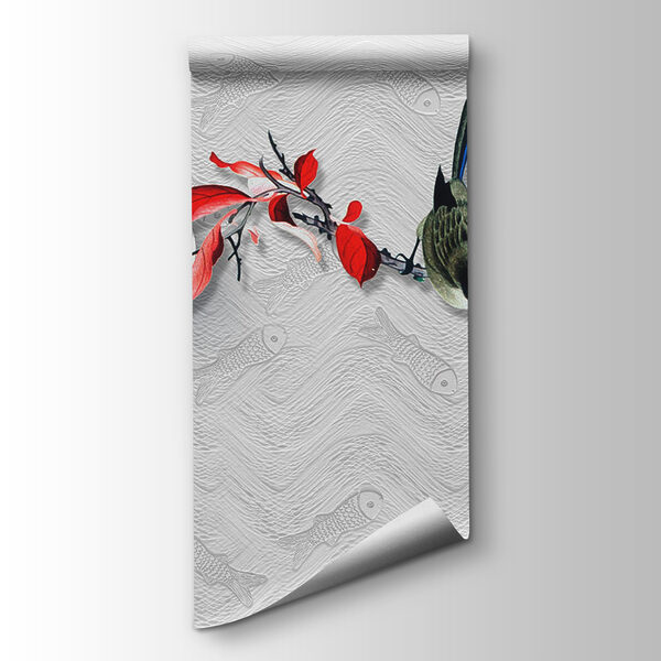 Wallpaper with a bird on a branch