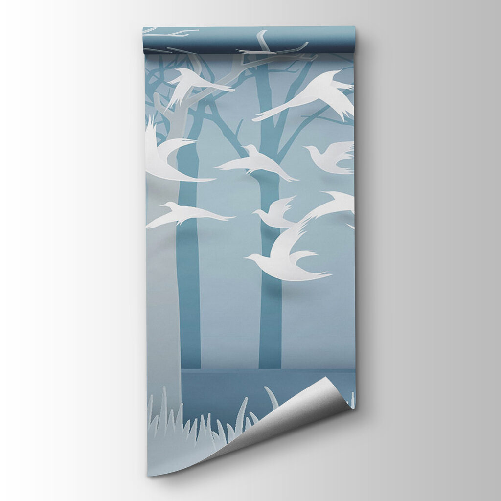 Paper cut out of birds flying in the air