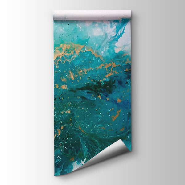 Turquoise waves clash in artistic chaos