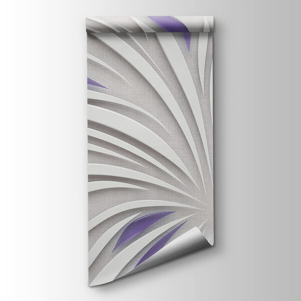 A white and purple swirls on a wall