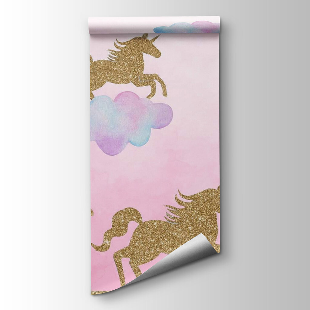 Unicorns and clouds with hearts and hearts