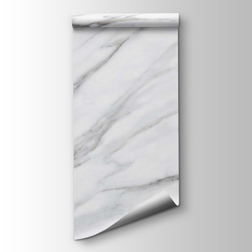 White marble surface with black veins
