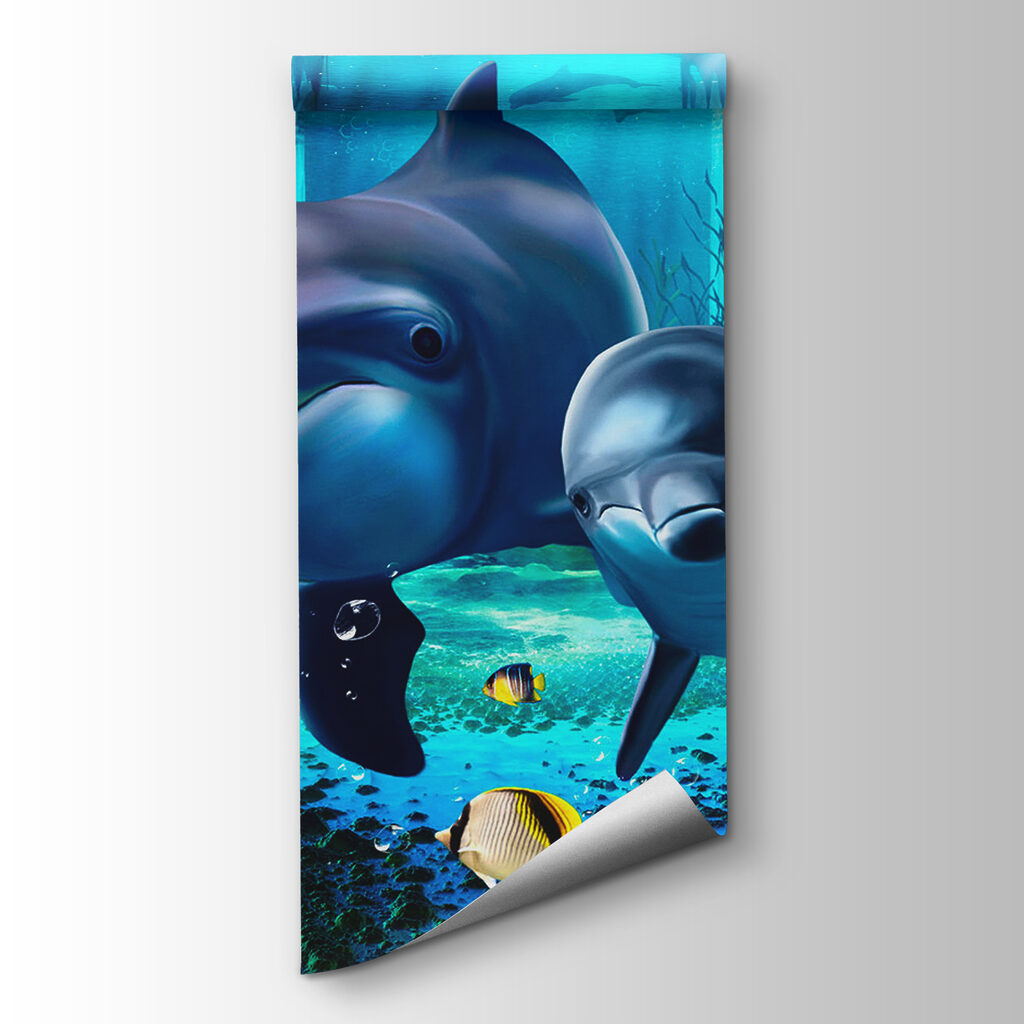 Couple of dolphins swimming in a sea