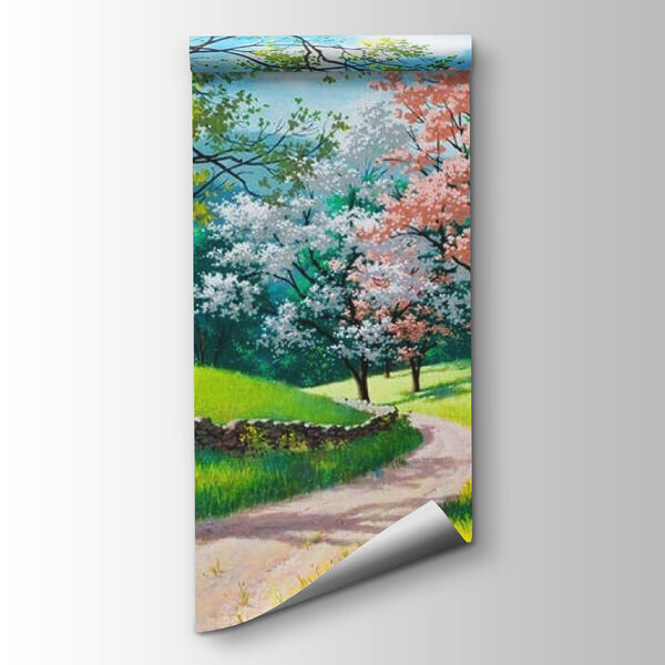 Dirt road through a grassy field with trees