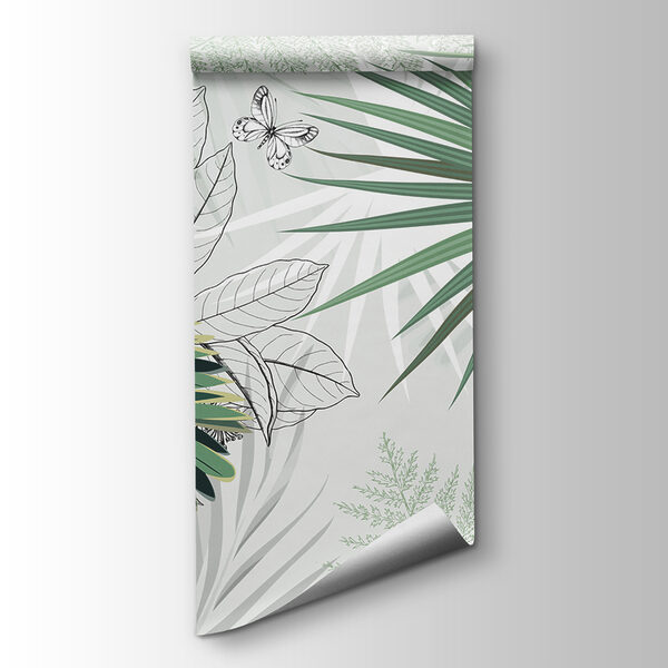 Tropical foliage with delicate butterflies