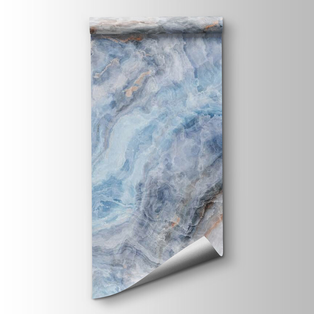 Fluid blues and soft, swirling textures