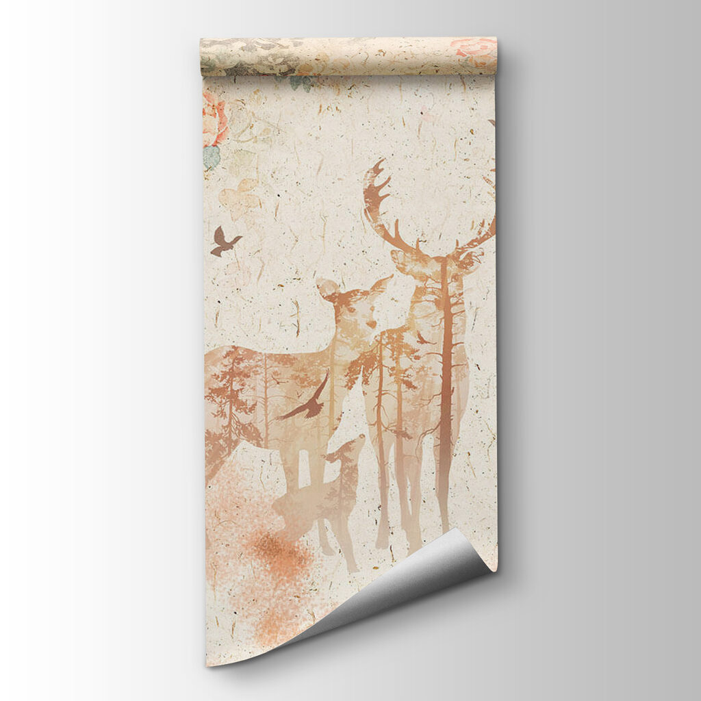 Painting of a deer and a baby deer Painting of a deer and a baby deer