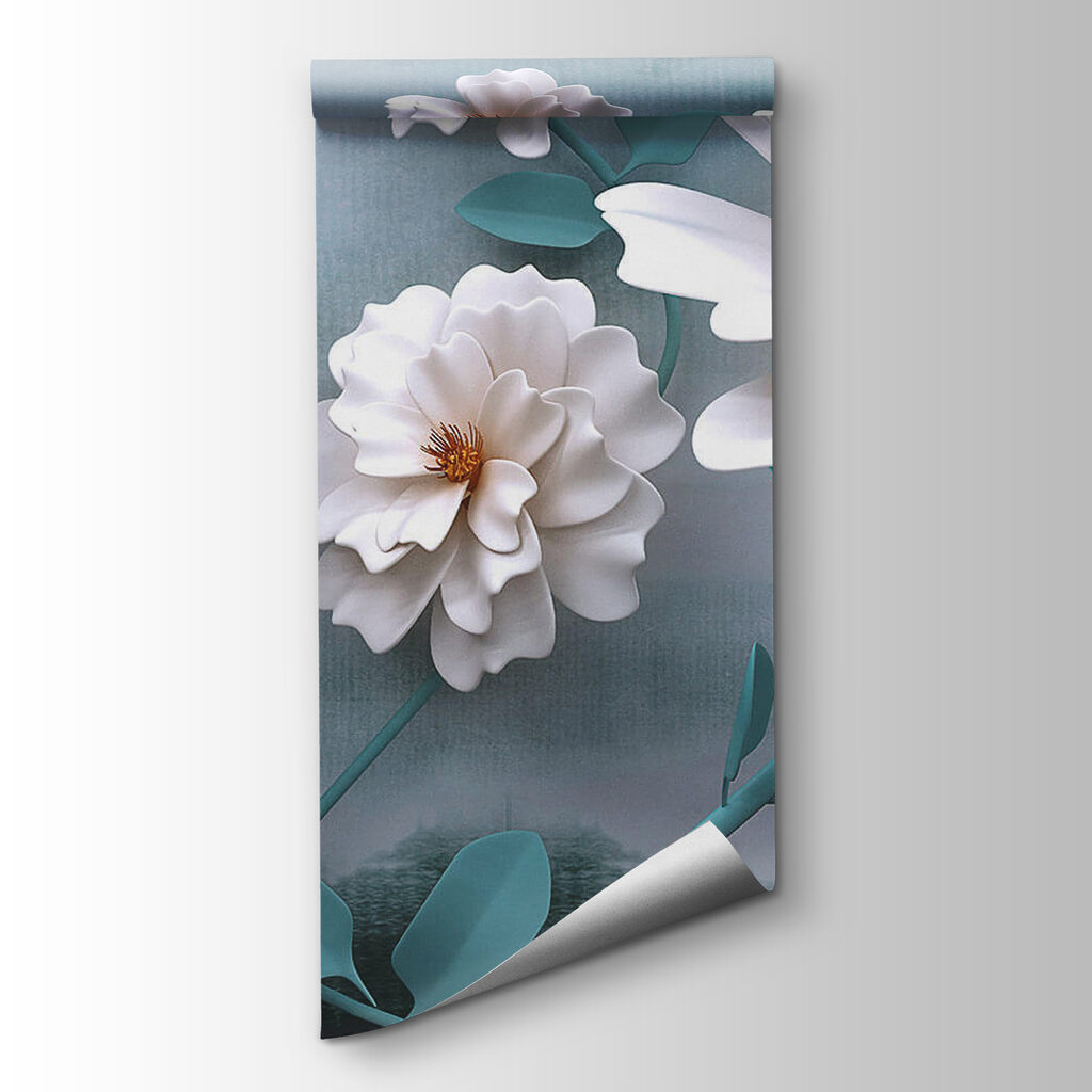 White flowers with butterflies