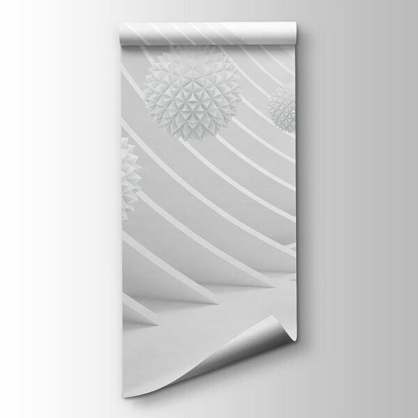 White spheres in a white room