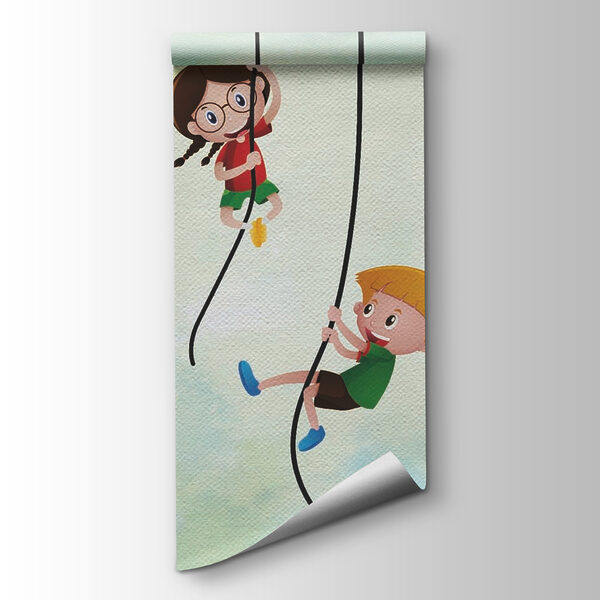 Group of kids climbing on ropes