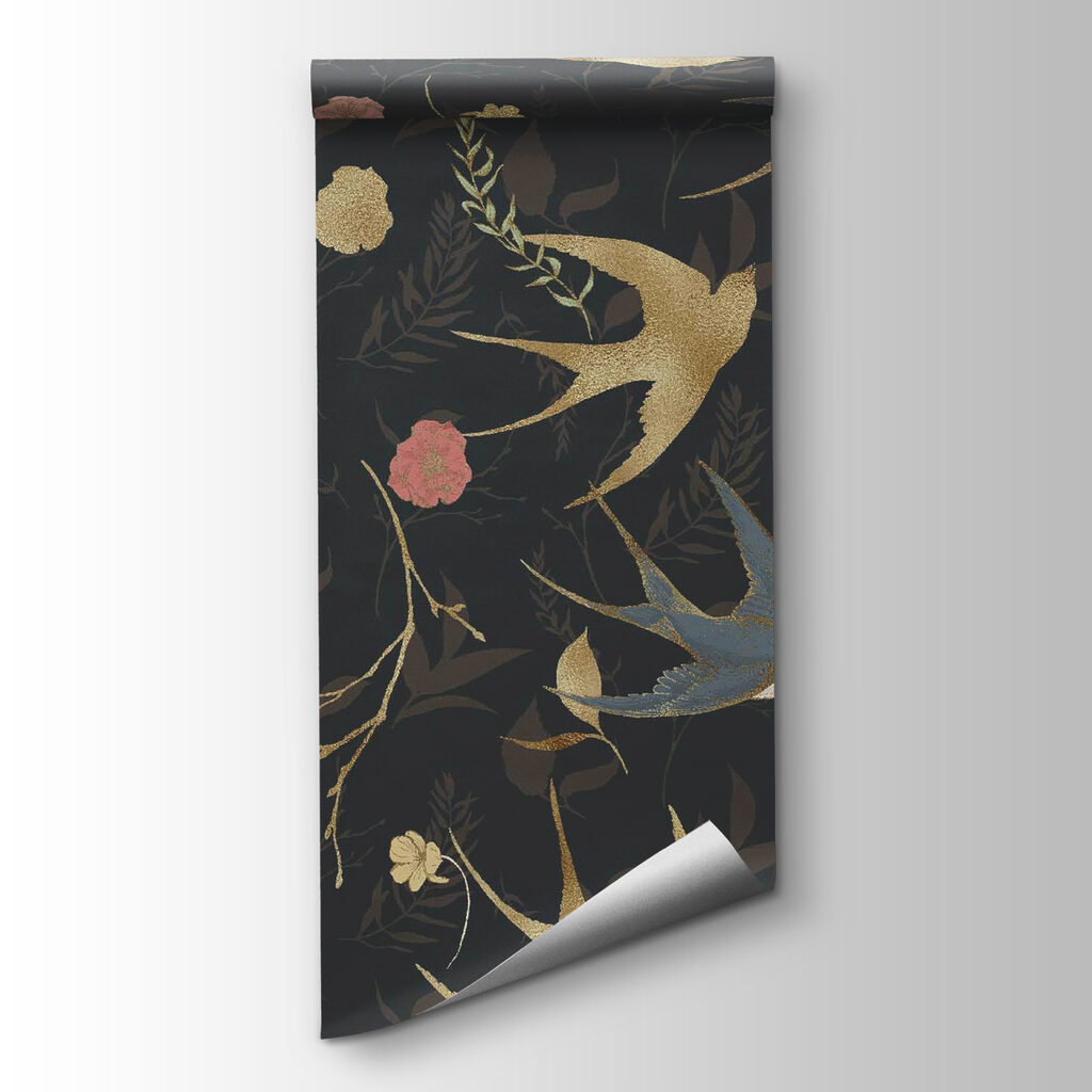 Pattern of birds and flowers