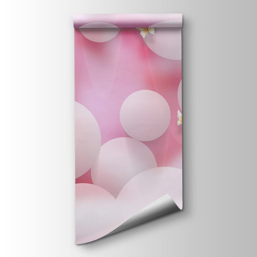 Pink flowers and butterflies